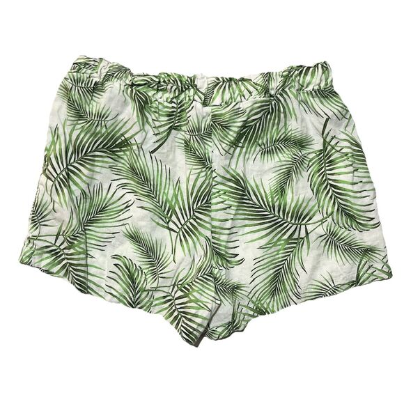 Sigrid Olsen Palm Frond Elastic Waist Linen Blend Shorts Size Large - Picture 1 of 7